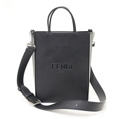 Fendi Shoulder Bag 7Va512 Leather Black Shopping Bag Small