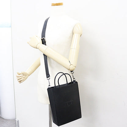 Fendi Shoulder Bag 7Va512 Leather Black Shopping Bag Small