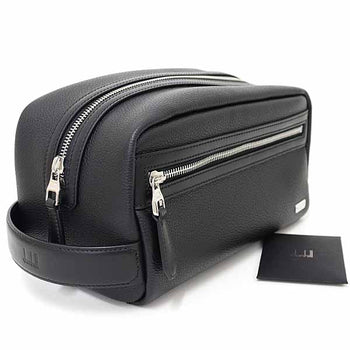 Dunhill Handbag Du24F3117Gn001 Leather Black 1893 Harness Leather Wash Bag