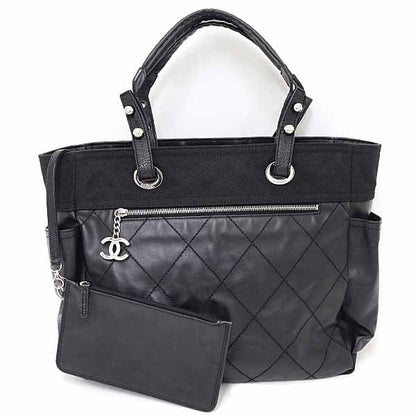 Chanel Tote Bag A34210 Coated Canvas Black Paris Biarritz Gm