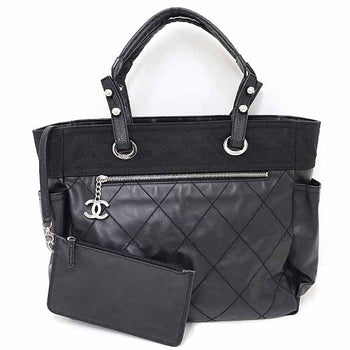 Chanel Tote Bag A34210 Coated Canvas Black Paris Biarritz Gm