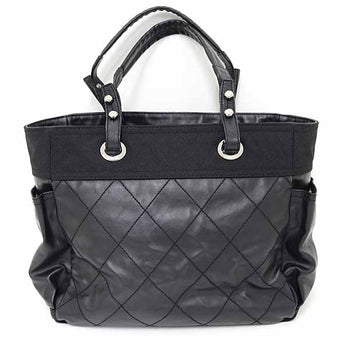 Chanel Tote Bag A34210 Coated Canvas Black Paris Biarritz Gm