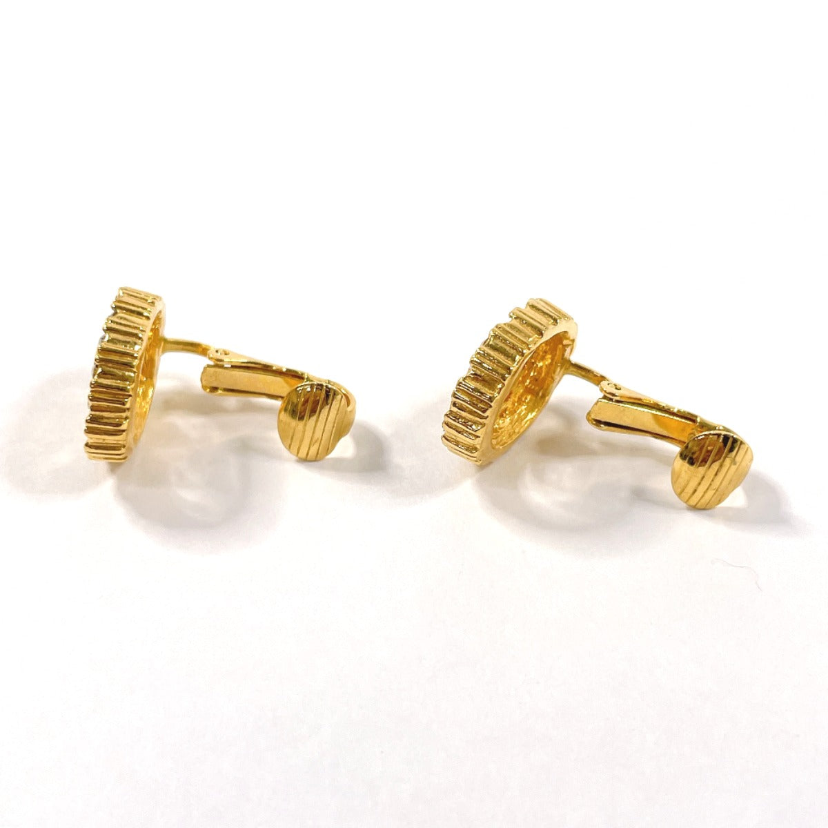Christian Dior Earring Gold Plated, Rhinestone Gold Logo