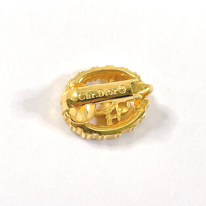 Christian Dior Earring Gold Plated, Rhinestone Gold Logo