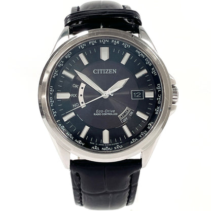 Citizen Watches Solar Powered Radio Watch H145-S073545 Stainless Steel , Leather Silver Eco Drive