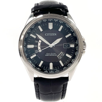 Citizen Watches Solar Powered Radio Watch H145-S073545 Stainless Steel , Leather Silver Eco Drive