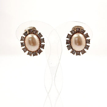 Christian Dior Earring Metal, Rhinestone Gold Vintage