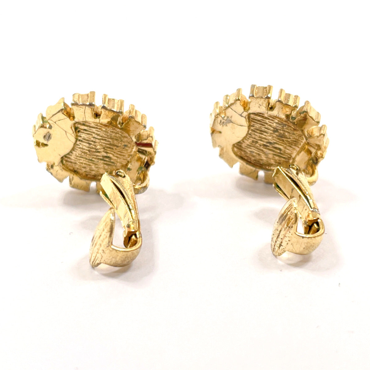 Christian Dior Earring Metal, Rhinestone Gold Vintage