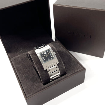 Gucci Watches Quartz 7700L Stainless Steel Silver Black Dial