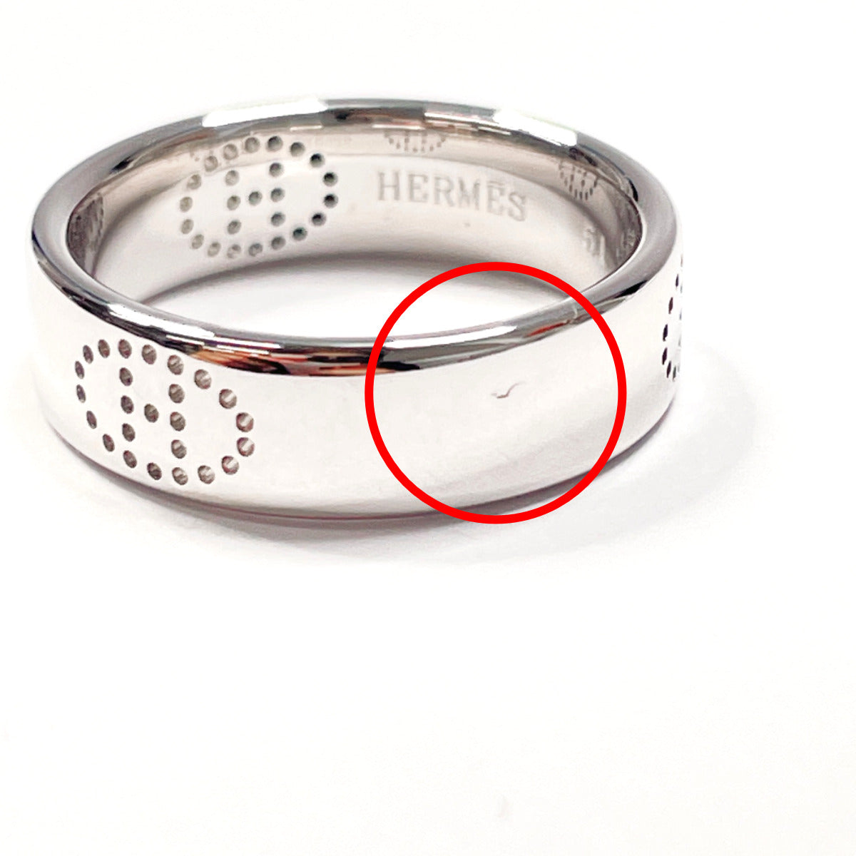 Hermes Ring K18 White Gold Silver Eclipse Luban