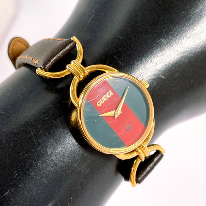 Gucci Watches Quartz 6700L Gold Plated Gold Sherry Line Green, Red Dial
