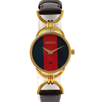 Gucci Watches Quartz 6700L Gold Plated Gold Sherry Line Green, Red Dial