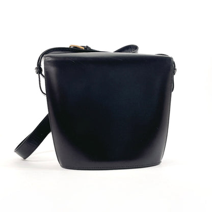 Celine Shoulder Bag Leather Black Vintage Circle Logo