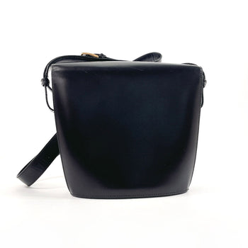 Celine Shoulder Bag Leather Black Vintage Circle Logo