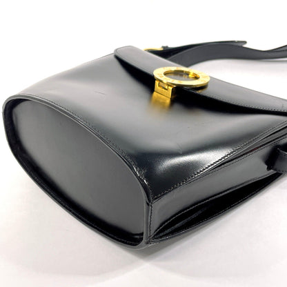 Celine Shoulder Bag Leather Black Vintage Circle Logo