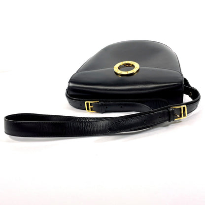 Celine Shoulder Bag Leather Black Vintage Circle Logo