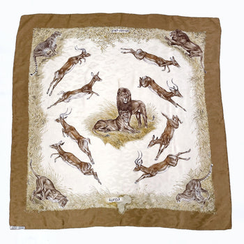 Hermes Scarf Silk, 100% Silk Brown Kenya Kenya Animal Carre 90 Women