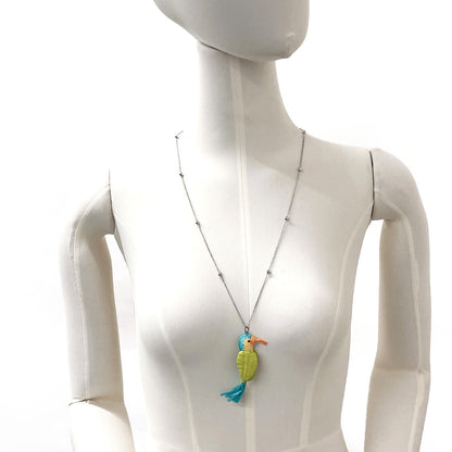 Prada Necklace Silver925, Raffia Silver Bird Motif Women