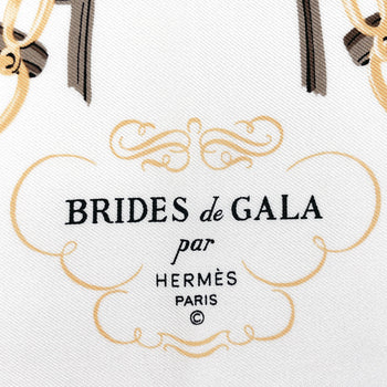 Hermes Scarf 100% Silk Brown Brides De Gara Carre 45 Women
