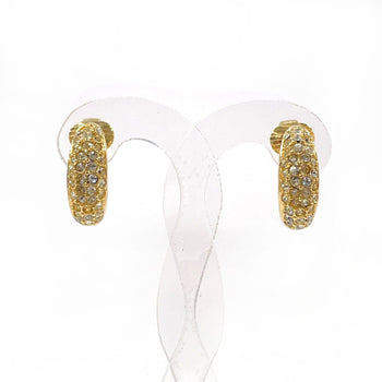 Christian Dior Earring Gold Plated, Rhinestone Gold