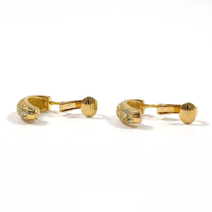 Christian Dior Earring Gold Plated, Rhinestone Gold