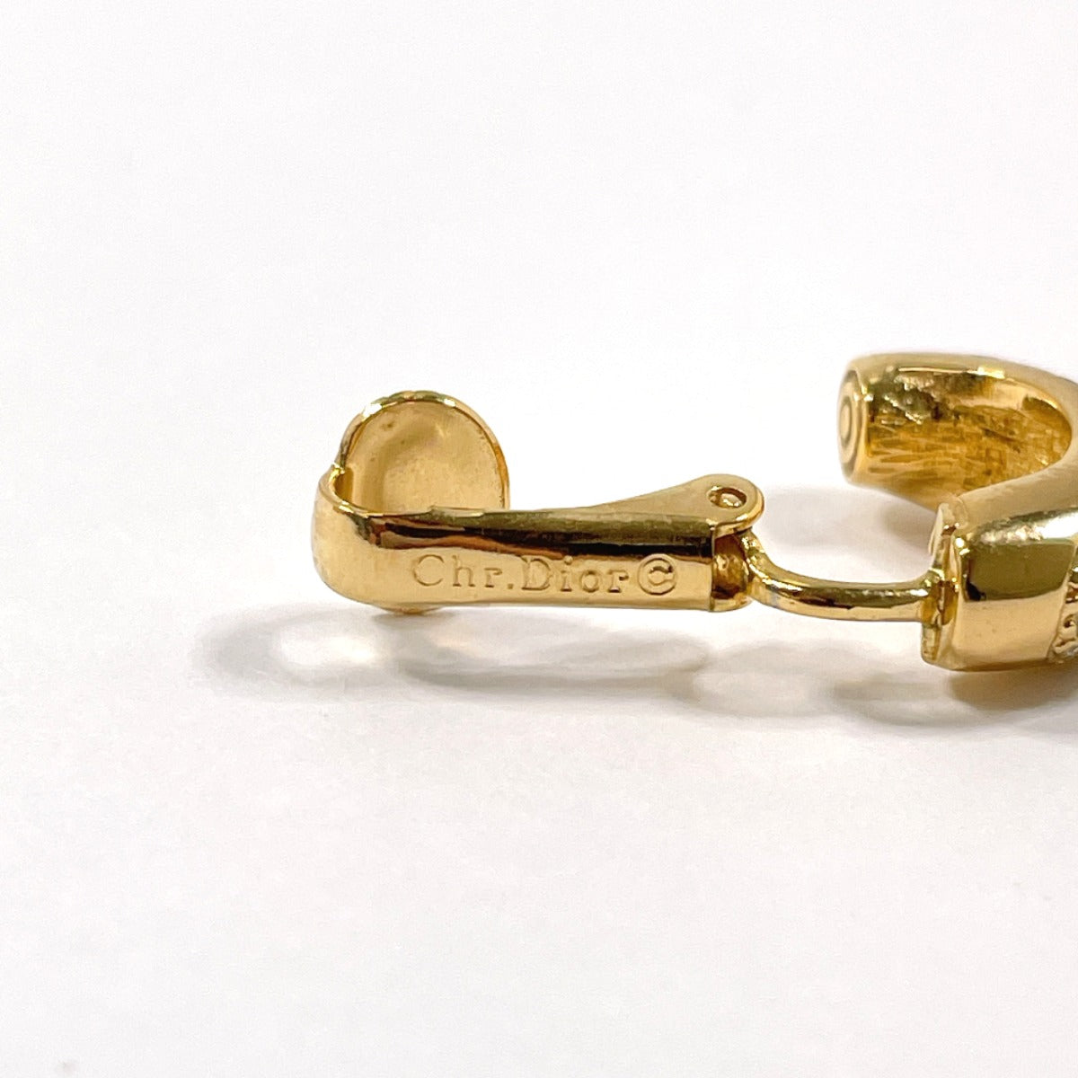 Christian Dior Earring Gold Plated, Rhinestone Gold