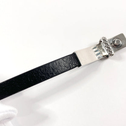Bottegaveneta Bracelet Leather, Silver925 Black Double Loop Intrecciato