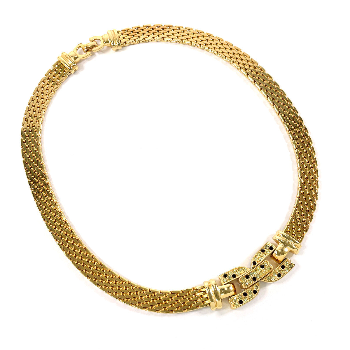 Christian Dior Necklace Metal, Rhinestone Gold Choker