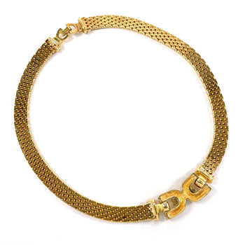 Christian Dior Necklace Metal, Rhinestone Gold Choker