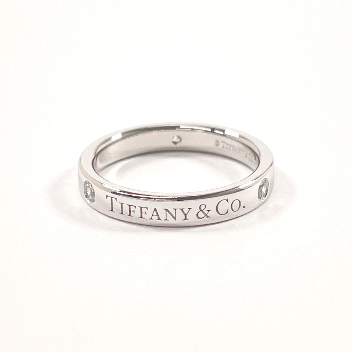 Tiffany&Co. Ring 60001883 Pt950Platinum, Diamond Silver Flat Band Ring