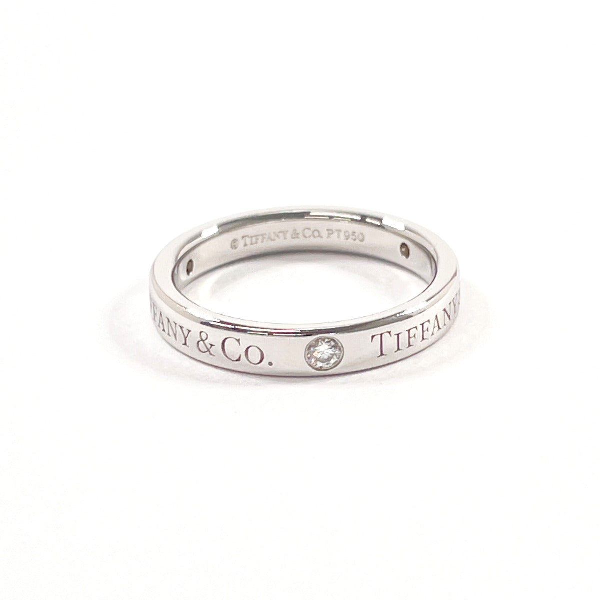 Tiffany&Co. Ring 60001883 Pt950Platinum, Diamond Silver Flat Band Ring