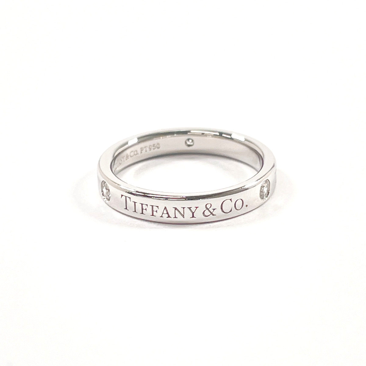 Tiffany&Co. Ring 60001883 Pt950Platinum, Diamond Silver Flat Band Ring