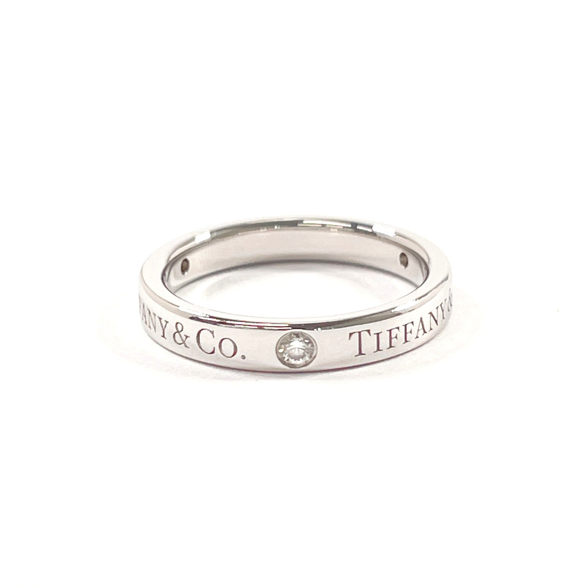 Tiffany&Co. Ring 60001883 Pt950Platinum, Diamond Silver Flat Band Ring