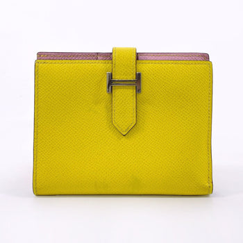 Hermes Bifold Wallet Epsom Yellow Verso Bean Compact Women