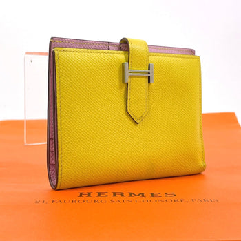 Hermes Bifold Wallet Epsom Yellow Verso Bean Compact Women