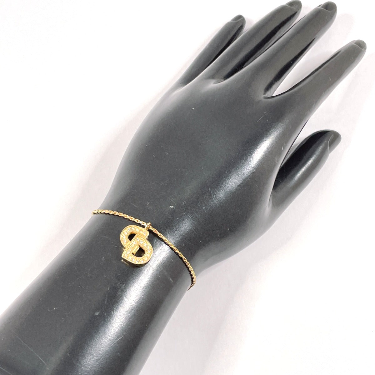 Christian Dior Bracelet Metal, Rhinestone Gold Cd Logo Women
