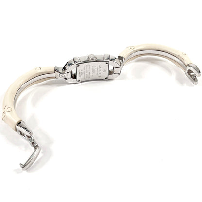 Gucci Watches Quartz 6800L Stainless Steel Silver Bamboo Bangle Watch White Dial Women