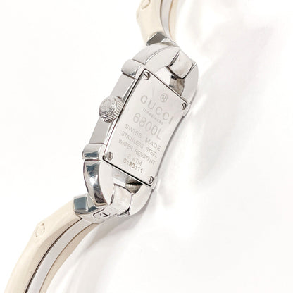 Gucci Watches Quartz 6800L Stainless Steel Silver Bamboo Bangle Watch White Dial Women