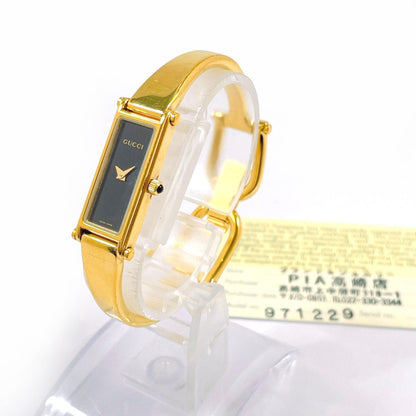 Gucci Watches Quartz 1500L Stainless Steel Gold Black Dial