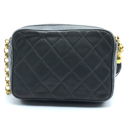 Chanel Shoulder Bag Lambskin Gray Type Cc Coco Mark Matrasse Fringe Women