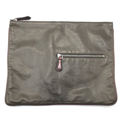 Berluti Clutch Bag Leather Brown Type Calligraphy Inside Mens