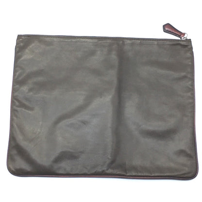 Berluti Clutch Bag Leather Brown Type Calligraphy Inside Mens