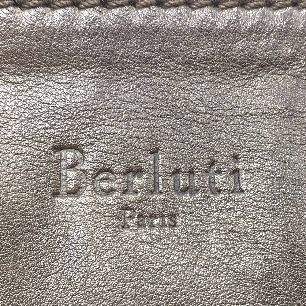 Berluti Clutch Bag Leather Brown Type Calligraphy Inside Mens