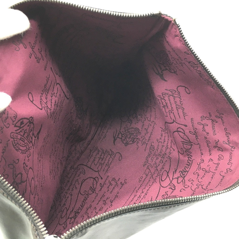 Berluti Clutch Bag Leather Brown Type Calligraphy Inside Mens