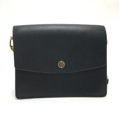 Tory Burch Shoulder Bag Leather Black Logo Chain