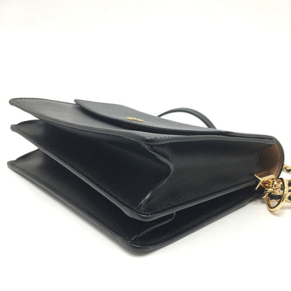 Tory Burch Shoulder Bag Leather Black Logo Chain