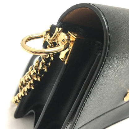 Tory Burch Shoulder Bag Leather Black Logo Chain