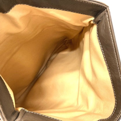 Celine Shoulder Bag Leather Brown Logometal Vintage Women