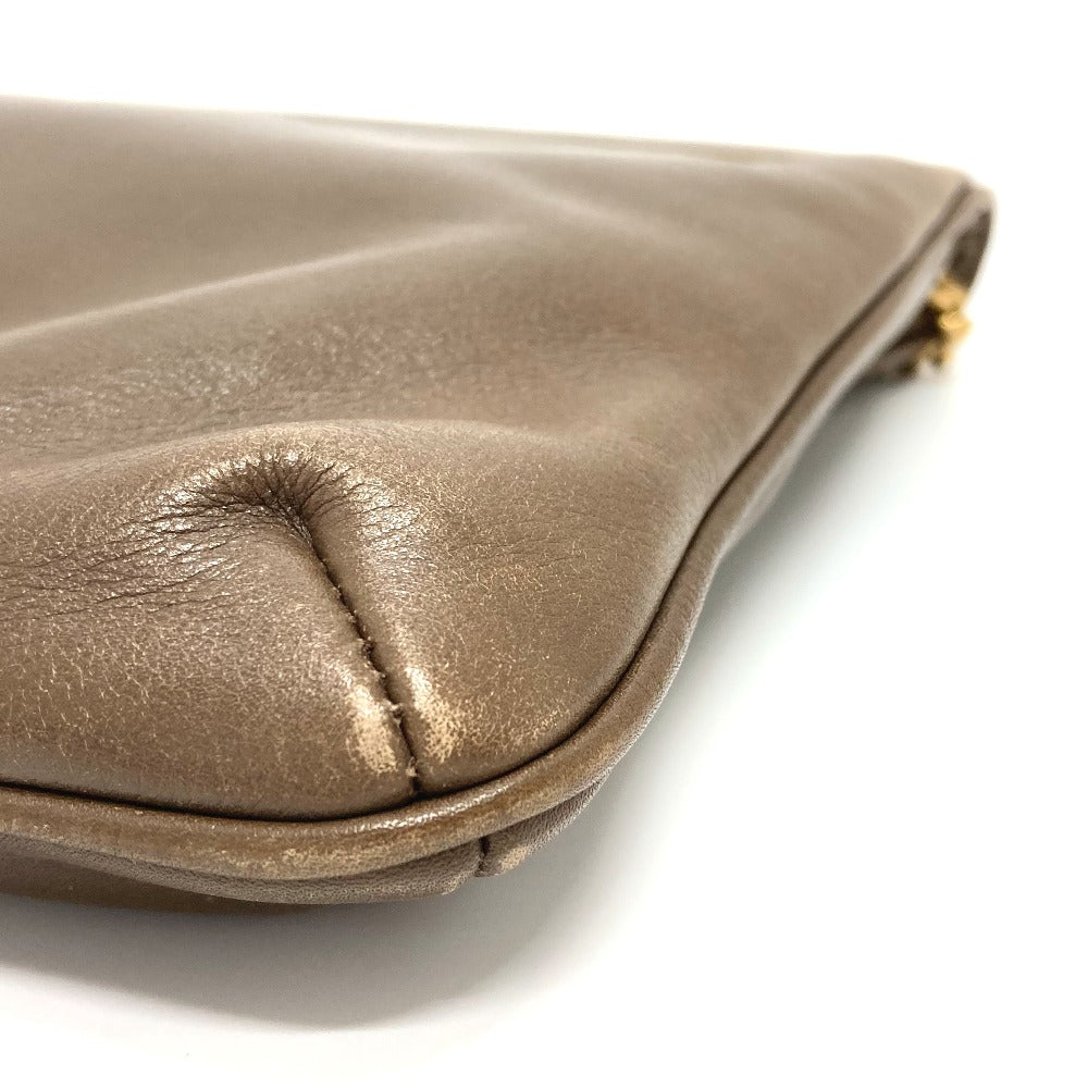 Celine Shoulder Bag Leather Brown Logometal Vintage Women