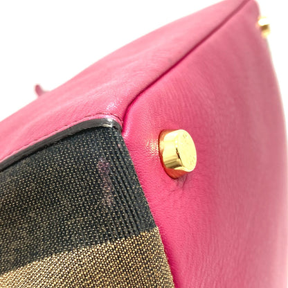 Fendi Handbag 8Bn251 Leather / Canvas Brown X Purple Type Pecan Women